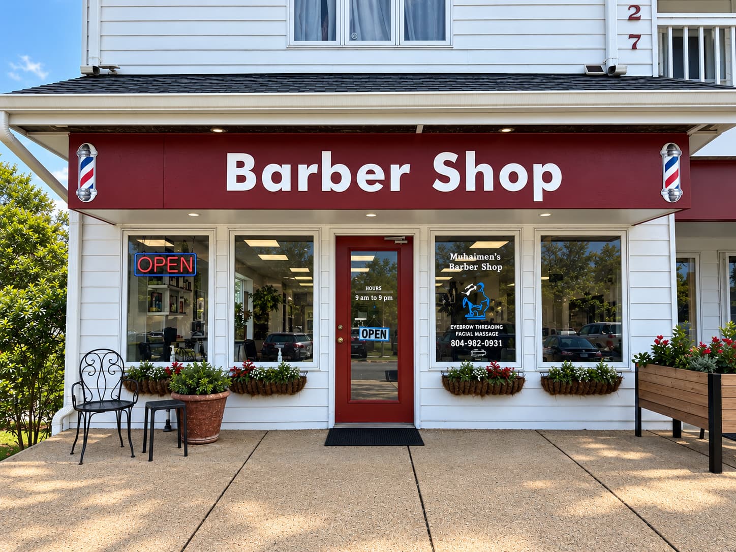 Muhaimen's Barber Shop storefront on Gaskins Road